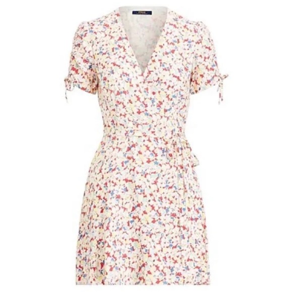 RARE Ralph Lauren Floral V-Neck Wrap Dress, Size 8, Darts & Frills - Picture 3 of 4